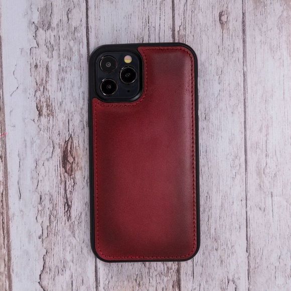iPhone 12/Mini Premium Leather Wallet Case Red - Picture 3 of 12